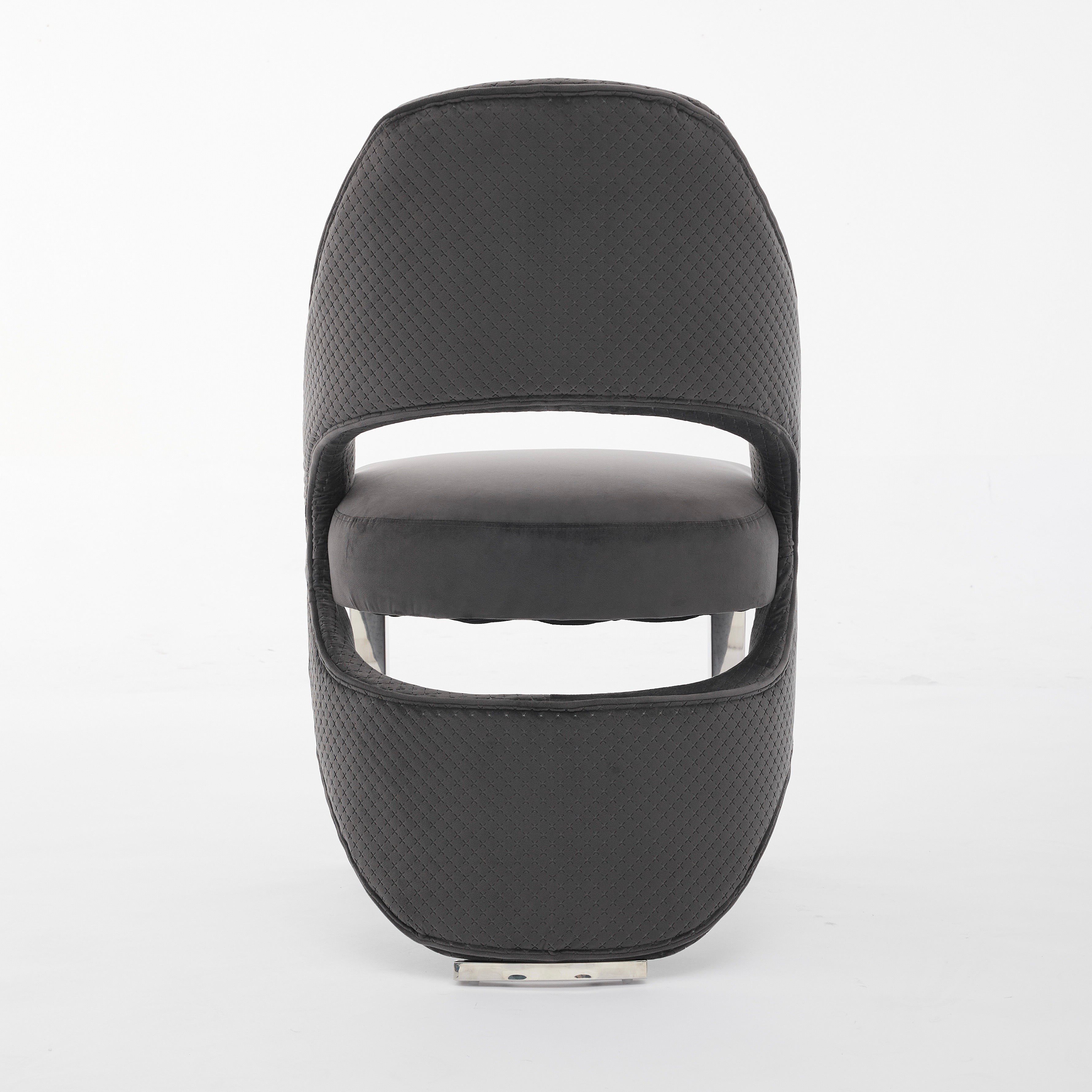 Santos Grey Plush Velvet Dining Chair Chrome Legs