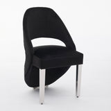 Santos Black Plush Velvet Dining Chair Chrome Legs