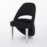 Santos Black Plush Velvet Dining Chair Chrome Legs