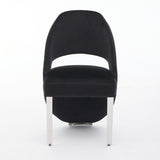 Santos Black Plush Velvet Dining Chair Chrome Legs
