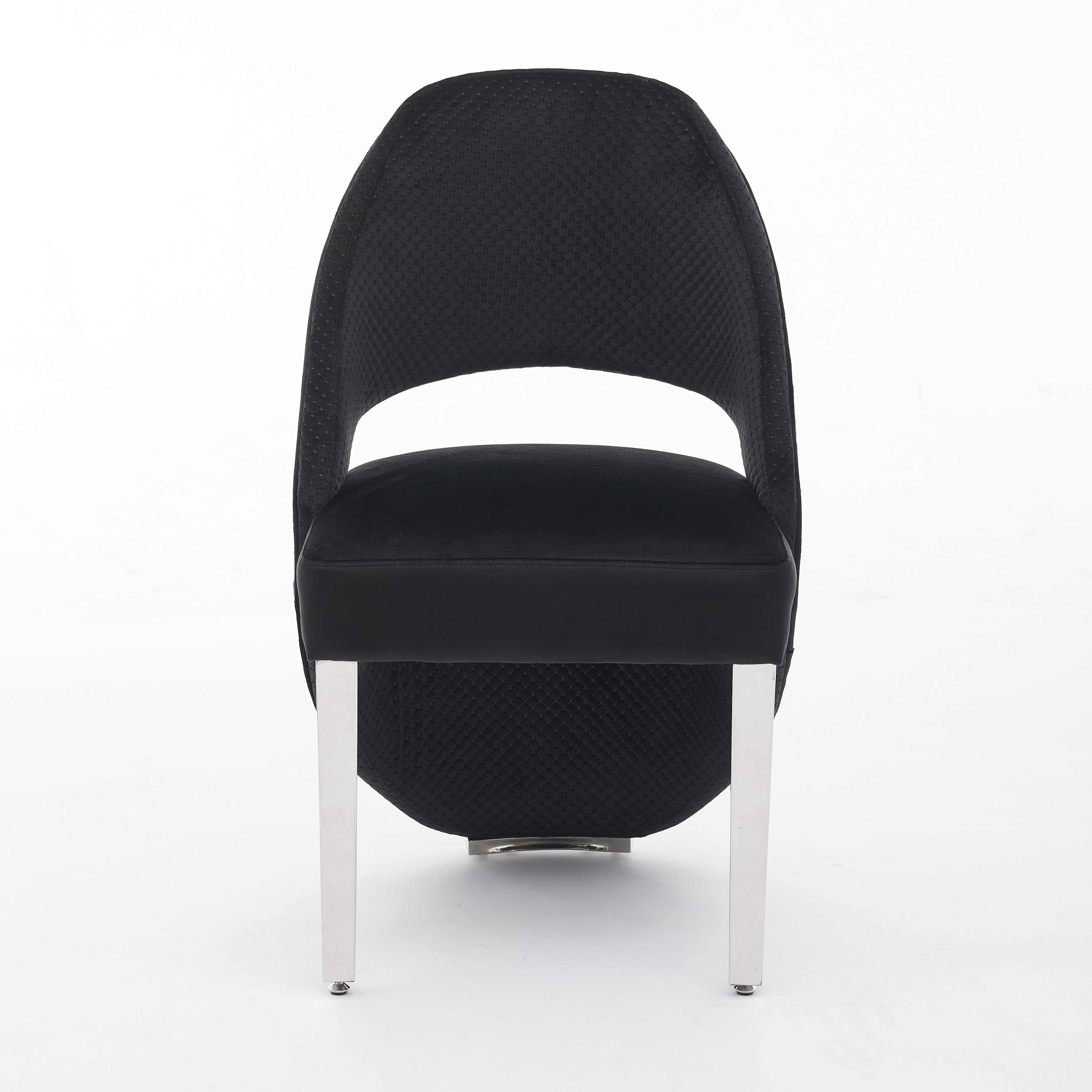 Santos Black Plush Velvet Dining Chair Chrome Legs