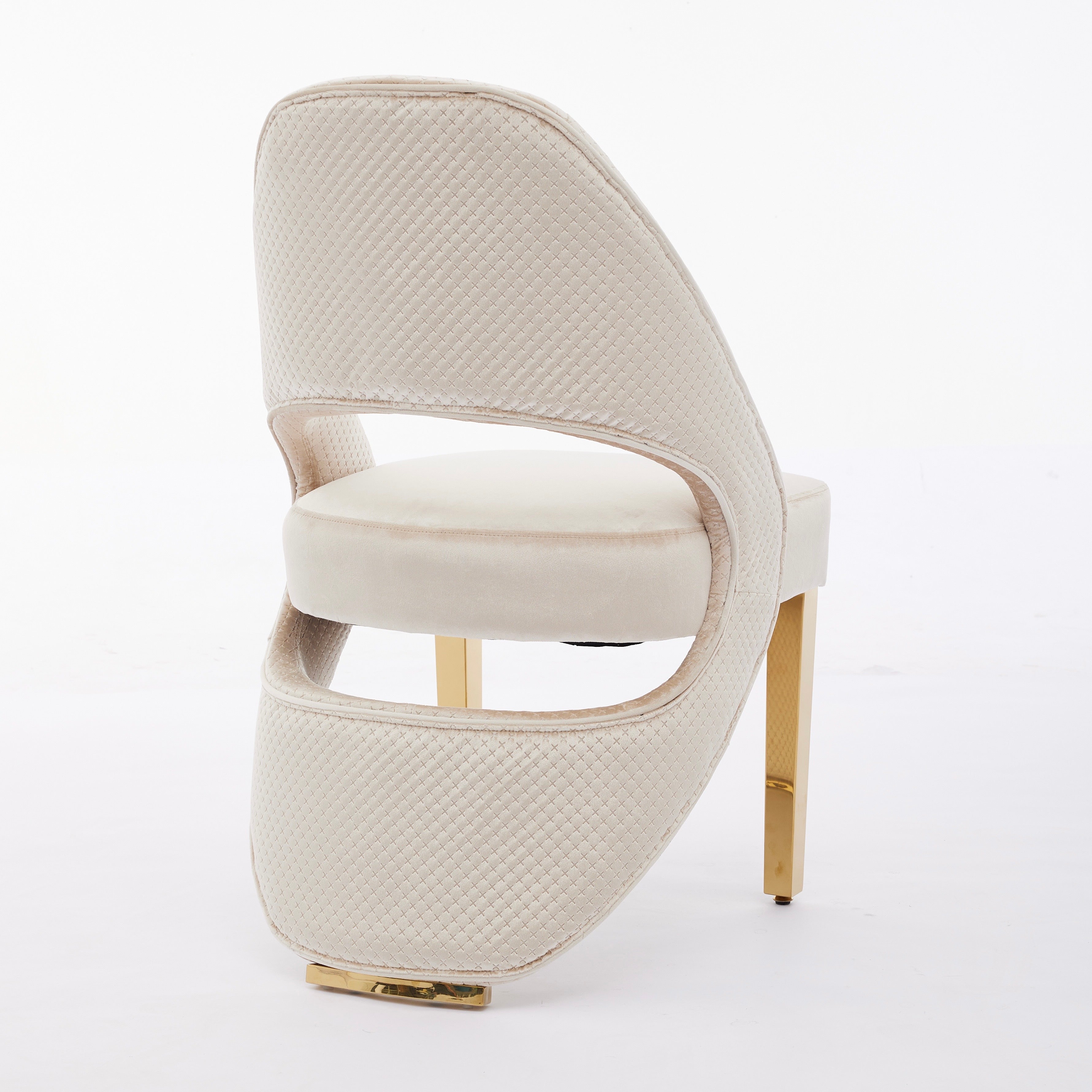 Santos Cream Plush Velvet Dining Chair Gold Legs