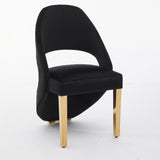 Santos Black Plush Velvet Dining Chair Gold Legs