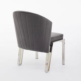 Favian Grey Plush Velvet Dining Chair Chrome Legs