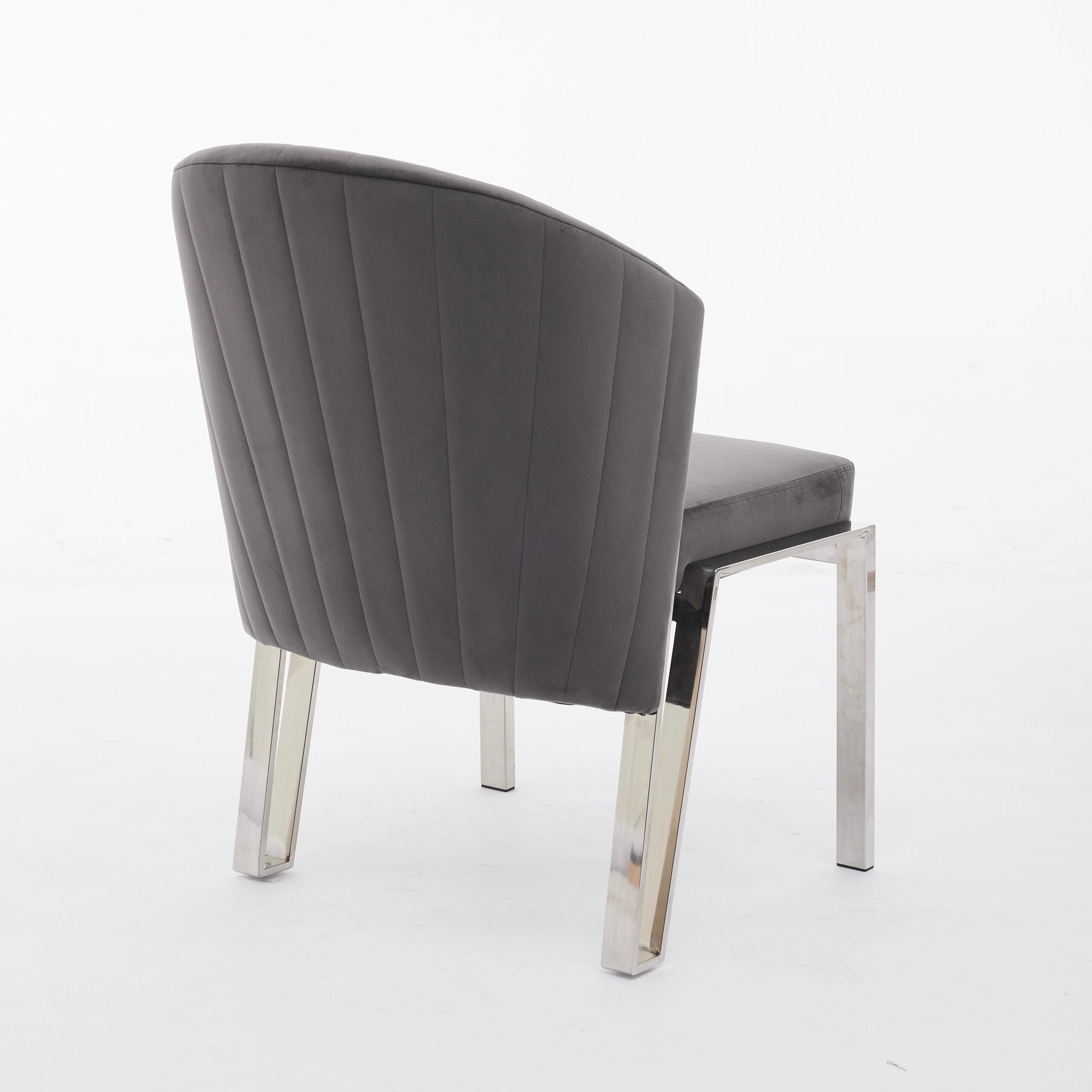 Favian Grey Plush Velvet Dining Chair Chrome Legs