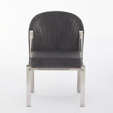 Favian Grey Plush Velvet Dining Chair Chrome Legs
