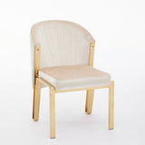 Favian Cream Plush Velvet Dining Chair Gold Legs