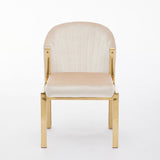 Favian Cream Plush Velvet Dining Chair Gold Legs