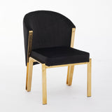 Favian Black Plush Velvet Dining Chair Gold Legs