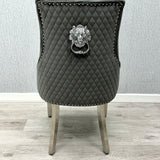 Sofia 150cm Grey Marble Table Set with 4 Majestic Grey Lion Knocker Chairs