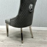 Sofia 150cm Grey Marble Table Set with 4 Majestic Grey Lion Knocker Chairs
