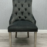 Sofia 150cm Grey Marble Table Set with 4 Majestic Grey Lion Knocker Chairs