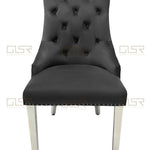 Majestic Lion Knocker Quilted Tufted Plush Velvet Dining Chair Chrome Legs - 8 Colours-Esme Furnishings