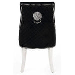 Majestic Lion Knocker Quilted Tufted Plush Velvet Dining Chair Chrome Legs - 8 Colours-Esme Furnishings