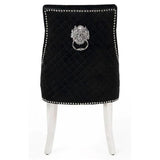 Majestic Lion Knocker Quilted Tufted Plush Velvet Dining Chair Chrome Legs - 8 Colours-Esme Furnishings