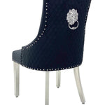 Louis Marble & Chrome Dining Table With Lion Knocker Velvet Chairs-Esme Furnishings