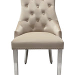 Majestic Lion Knocker Quilted Tufted Plush Velvet Dining Chair Chrome Legs - 8 Colours-Esme Furnishings