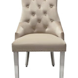 Majestic Lion Knocker Quilted Tufted Plush Velvet Dining Chair Chrome Legs - 8 Colours-Esme Furnishings