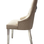Majestic Lion Knocker Quilted Tufted Plush Velvet Dining Chair Chrome Legs - 8 Colours-Esme Furnishings