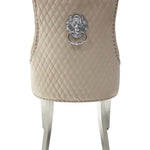 Majestic Lion Knocker Quilted Tufted Plush Velvet Dining Chair Chrome Legs - 8 Colours-Esme Furnishings