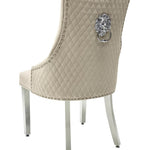 Majestic Lion Knocker Quilted Tufted Plush Velvet Dining Chair Chrome Legs - 8 Colours-Esme Furnishings