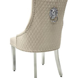 Majestic Lion Knocker Quilted Tufted Plush Velvet Dining Chair Chrome Legs - 8 Colours-Esme Furnishings