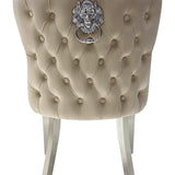 Sofia Cream Marble Dining Table with Valentino Lion Knocker Chairs