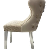 Sofia Cream Marble Dining Table with Valentino Lion Knocker Chairs