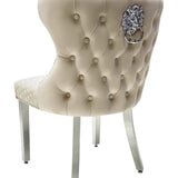 Sofia Cream Marble Dining Table with Valentino Lion Knocker Chairs