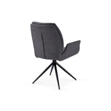 Davos 180cm Grey Ceramic Marble Dining Table With Grey 360 Swivel Velvet Dining Chairs