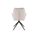 Davos 160cm Cream Ceramic Marble Dining Table With Beige 360 Swivel Velvet Dining Chairs