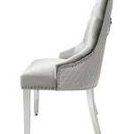Majestic Lion Knocker Quilted Tufted Plush Velvet Dining Chair Chrome Legs - 8 Colours-Esme Furnishings