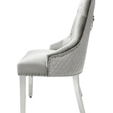 Majestic Lion Knocker Quilted Tufted Plush Velvet Dining Chair Chrome Legs - 8 Colours-Esme Furnishings