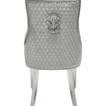 Majestic Lion Knocker Quilted Tufted Plush Velvet Dining Chair Chrome Legs - 8 Colours-Esme Furnishings
