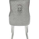 Majestic Lion Knocker Quilted Tufted Plush Velvet Dining Chair Chrome Legs - 8 Colours-Esme Furnishings