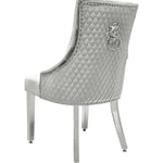 Majestic Lion Knocker Quilted Tufted Plush Velvet Dining Chair Chrome Legs - 8 Colours-Esme Furnishings