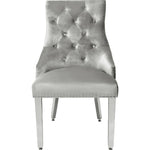 Majestic Lion Knocker Quilted Tufted Plush Velvet Dining Chair Chrome Legs - 8 Colours-Esme Furnishings