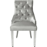 Majestic Lion Knocker Quilted Tufted Plush Velvet Dining Chair Chrome Legs - 8 Colours-Esme Furnishings