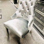 Majestic Lion Knocker Quilted Tufted Plush Velvet Dining Chair Chrome Legs - 8 Colours-Esme Furnishings