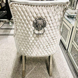 Majestic Lion Knocker Quilted Tufted Plush Velvet Dining Chair Chrome Legs - 8 Colours-Esme Furnishings