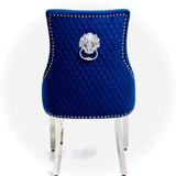 Majestic Lion Knocker Quilted Tufted Plush Velvet Dining Chair Chrome Legs - 8 Colours-Esme Furnishings