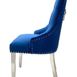 Majestic Lion Knocker Quilted Tufted Plush Velvet Dining Chair Chrome Legs - 8 Colours-Esme Furnishings