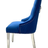 Majestic Lion Knocker Quilted Tufted Plush Velvet Dining Chair Chrome Legs - 8 Colours-Esme Furnishings