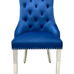 Majestic Lion Knocker Quilted Tufted Plush Velvet Dining Chair Chrome Legs - 8 Colours-Esme Furnishings