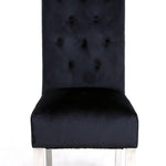 Sophia Black French Velvet Lion Knocker Quilted Dining Chair With Chrome Legs-Esme Furnishings