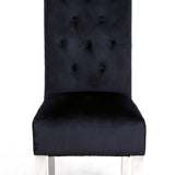 Sophia Black French Velvet Lion Knocker Quilted Dining Chair With Chrome Legs-Esme Furnishings