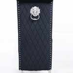Sophia Black French Velvet Lion Knocker Quilted Dining Chair With Chrome Legs-Esme Furnishings