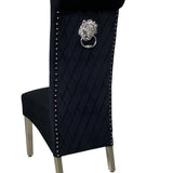 Sofia Cream Marble Dining Table with Sofia Mink Lion Knocker Chairs