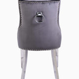 Plush Velvet Chrome Ring Knocker Velvet Dining Chair 3 Colour