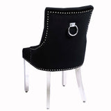 Plush Velvet Chrome Ring Knocker Velvet Dining Chair 3 Colour